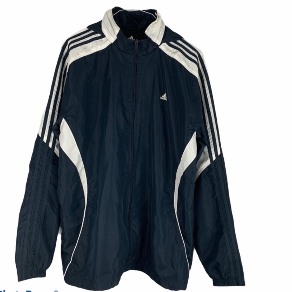 Adidas Hooded Jacket Black Zip Front Sz XL